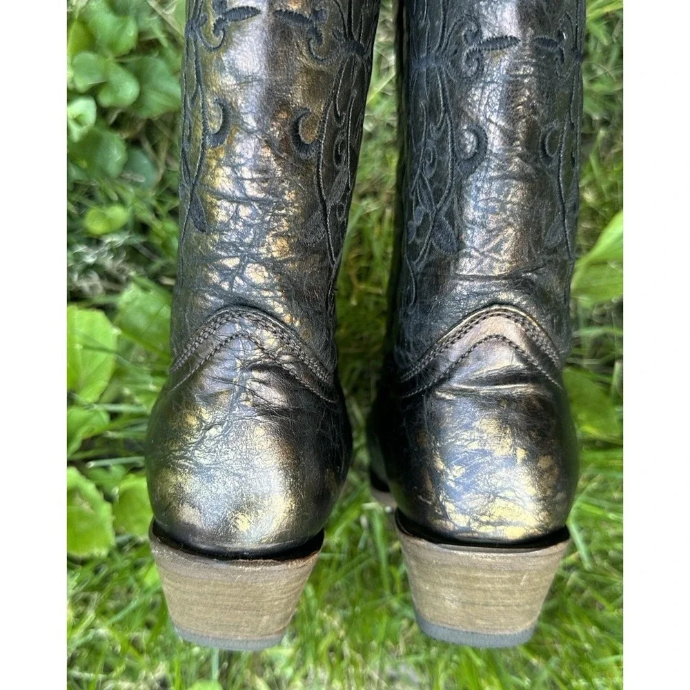Corral Western Boots Teen Girls' Cowboy Pull‎ On Metallic Bronze A3154 Size 3.5